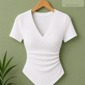 Essence solid ruched hanky hem tee — REU Brand